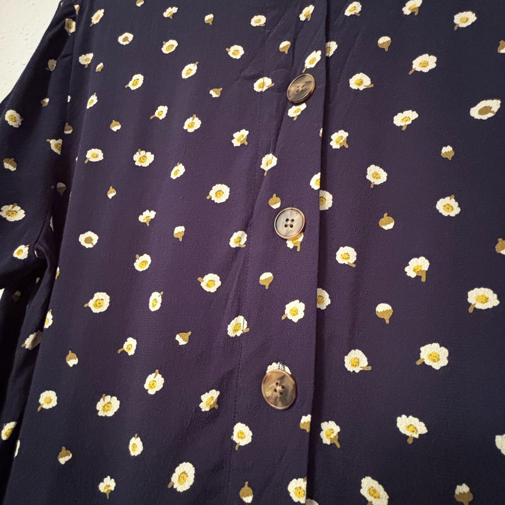 Madewell Navy Daisy Dot Mini Dress Women’s Medium Ditsy Floral Shift V-Neck - Picture 7 of 9